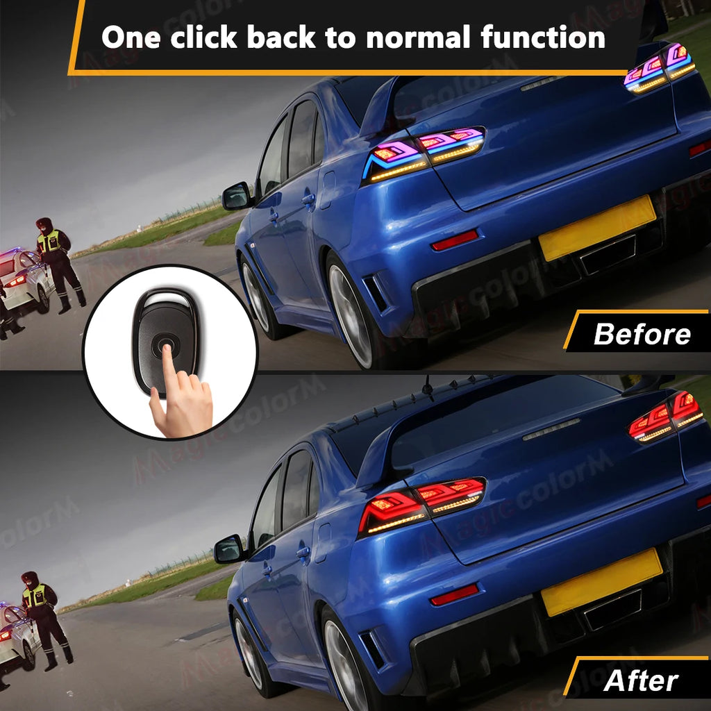 RGB Car Tail Lamps for Mitsubishi Lancer Evo X 2008 2009 - 2019 2020 2021 Start-Up Animati | AUTOKITSHOP