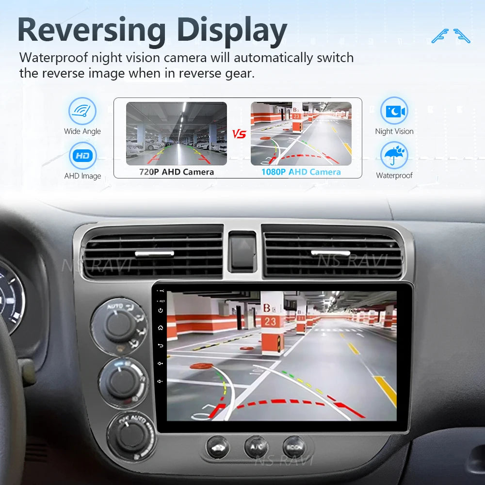 Plug and Play Android 16 Carplay Auto Car Radio Multimedia Player For Honda Civic 7 2000 -