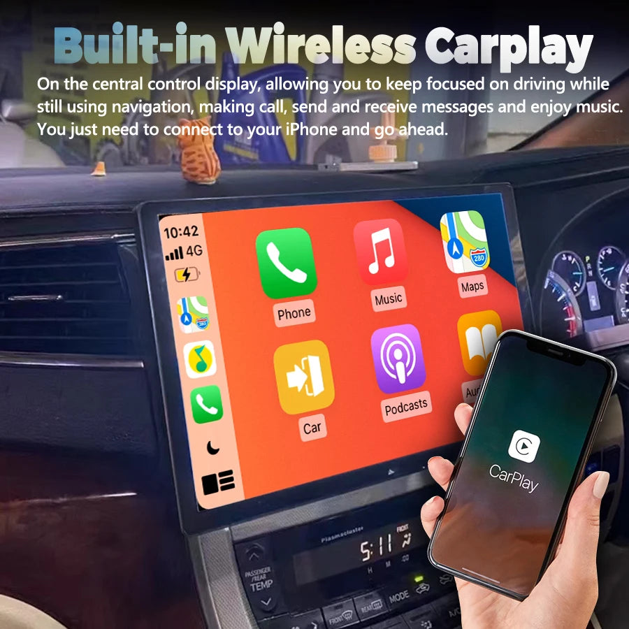 13.3" 2K Screen Android Car Multimedia Video Player For TOYOTA Alphard 20 Series Vellfire