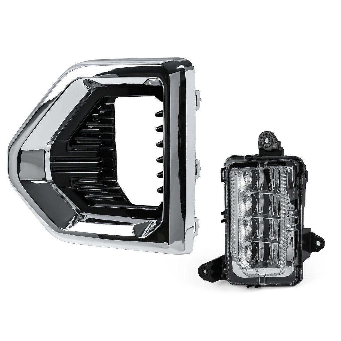 Fog Lights Lamp LED White Chrome Bezels For GMC Sierra 1500 Denali 2019-2022 | AUTOKITSHOP