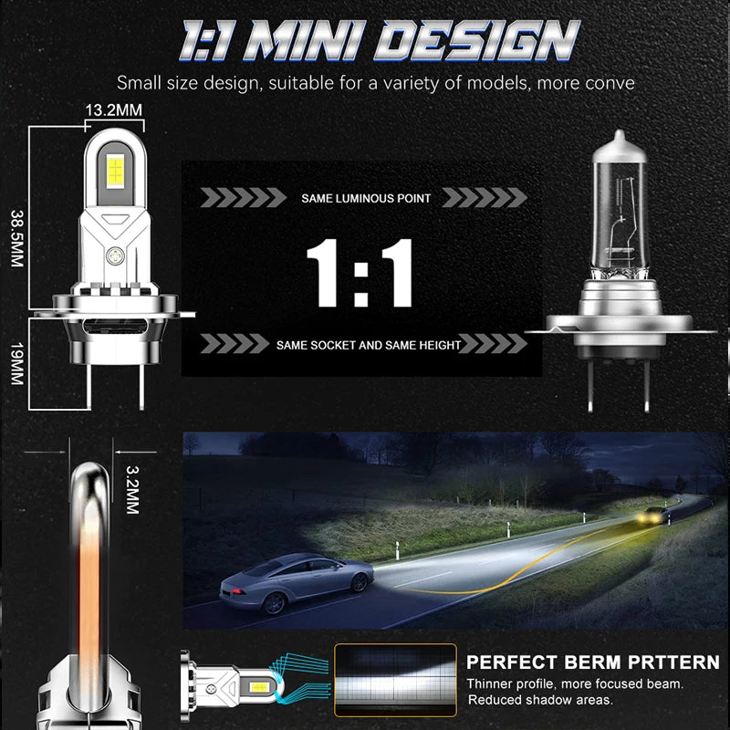8600W H4 LED Headlight Bulb H11 H8 H9 9005 Mini Wireless CSP For LED Turbo 12V 9200000LM 6