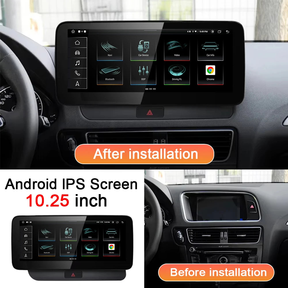 10.25Inch Android Auto For Audi Q5 2009 2010 - 2016 Car Multimedia Video Player 4G Auto Ca