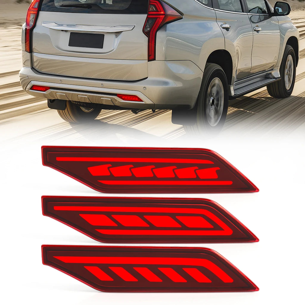 LED Bumper Reflector Lights For Mitsubishi Pajero Shogun Montero 2019 2020 2021 Dynamic Tu | AUTOKITSHOP