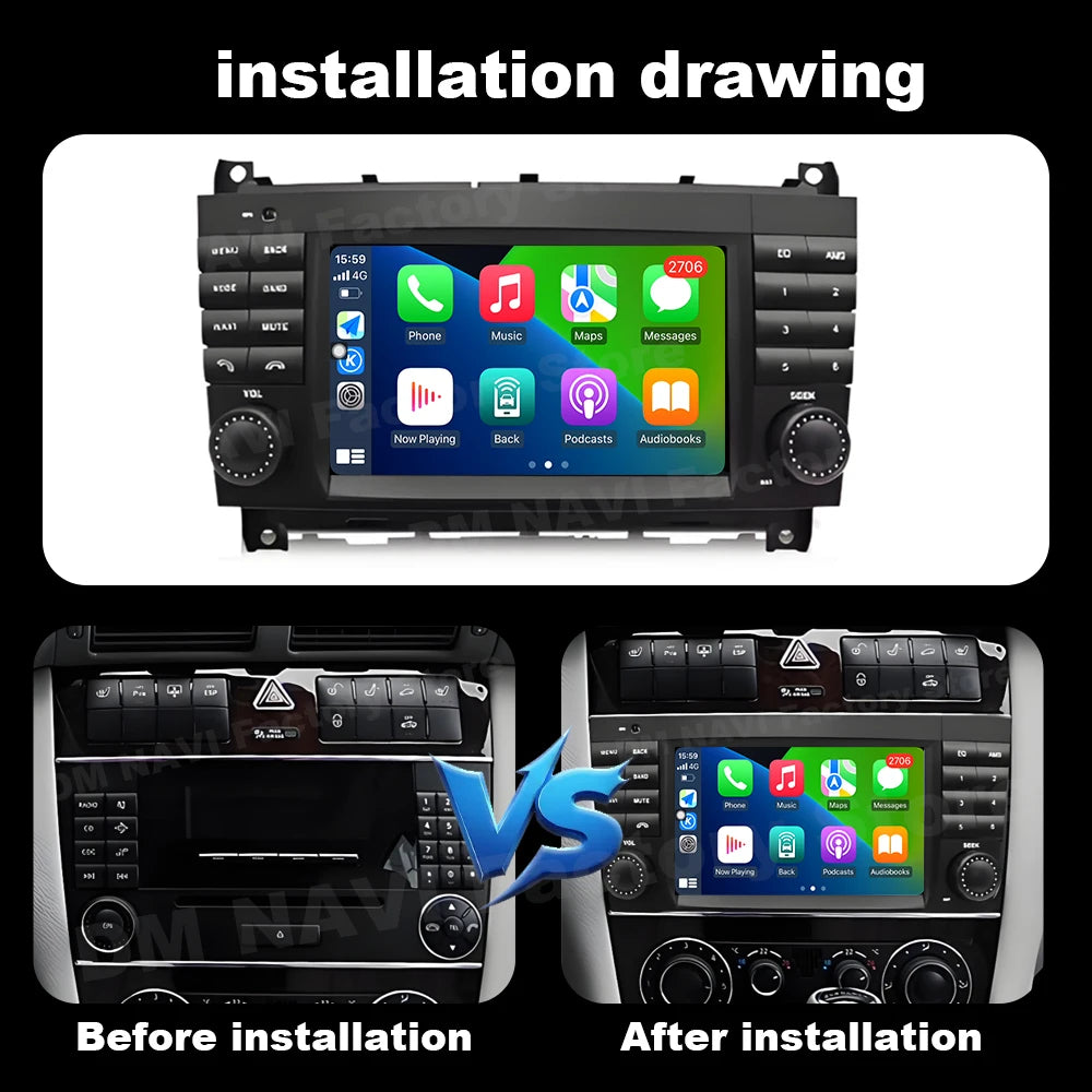 Car Radio for Mercedes Benz C-Class W203 CLC W203 2004-2007 Multimedia Player Android Auto