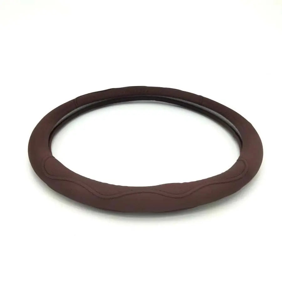 38cm Universal Brown Car Steering Wheel Cover Comfort Grip Anti-Slip PU Leather