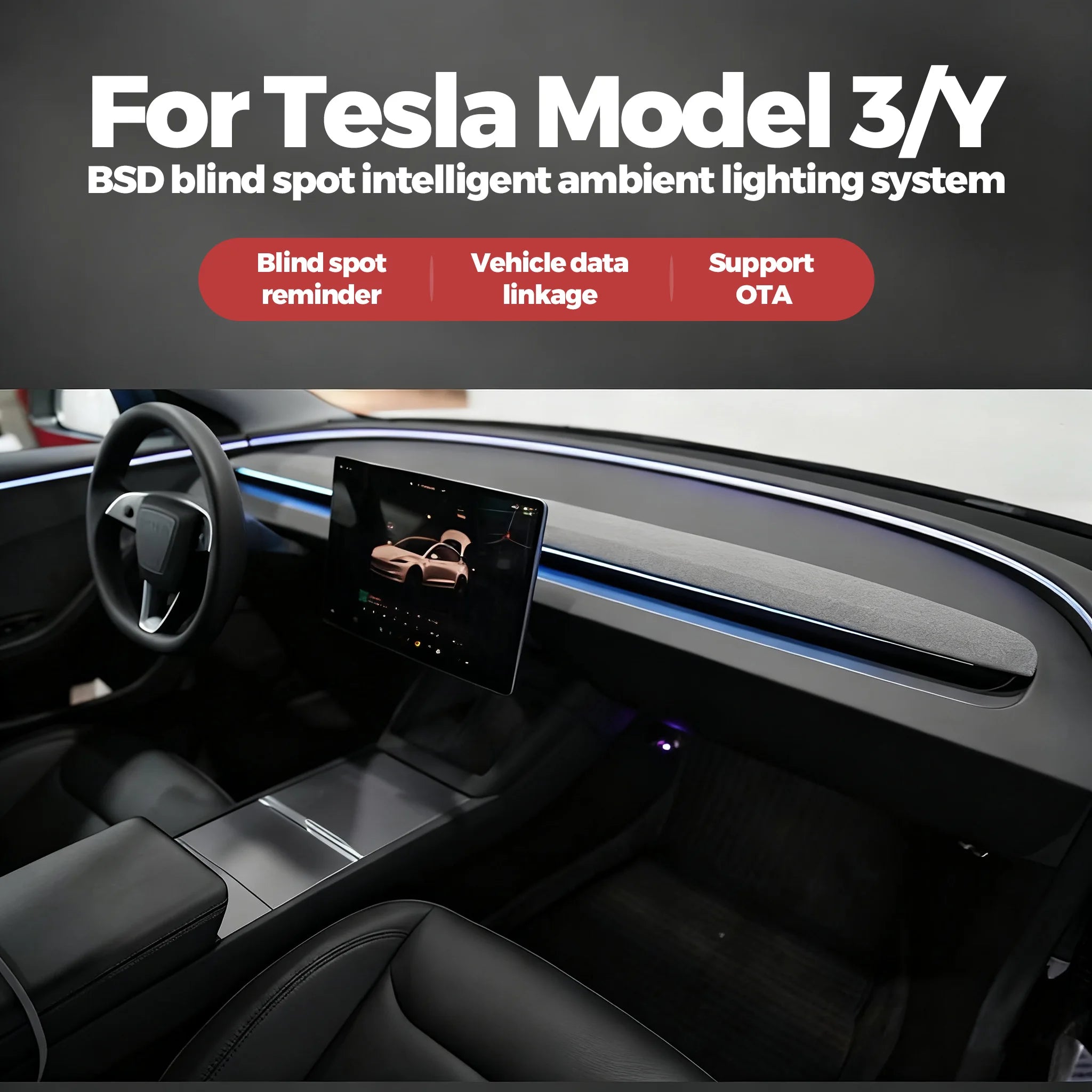 RGB - Ambient Light - for Tesla Model 3 - Car Interior Lighting | AUTOKITSHOP