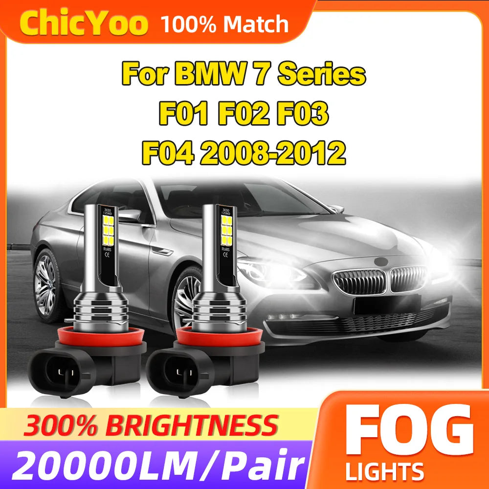 20000LM Fog Lights 60W Plug And Play LED Fog Lamps 6000K White 12V For BMW 7 Series F01 F0