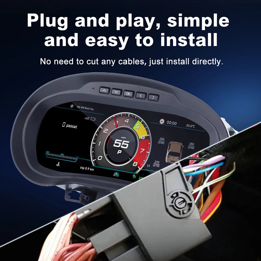 10" LCD Digital Instrument Panel for 2011-2018 Volkswagen Polo Amarok - Plug & Play, High Resolution