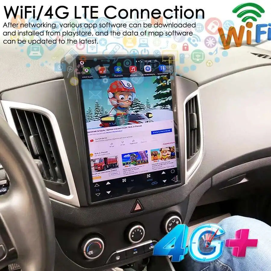 Veritical Screen 64GB Car Multimedia GPS Navigation For Hyundai Creta 2017 IX25 Audio Blue