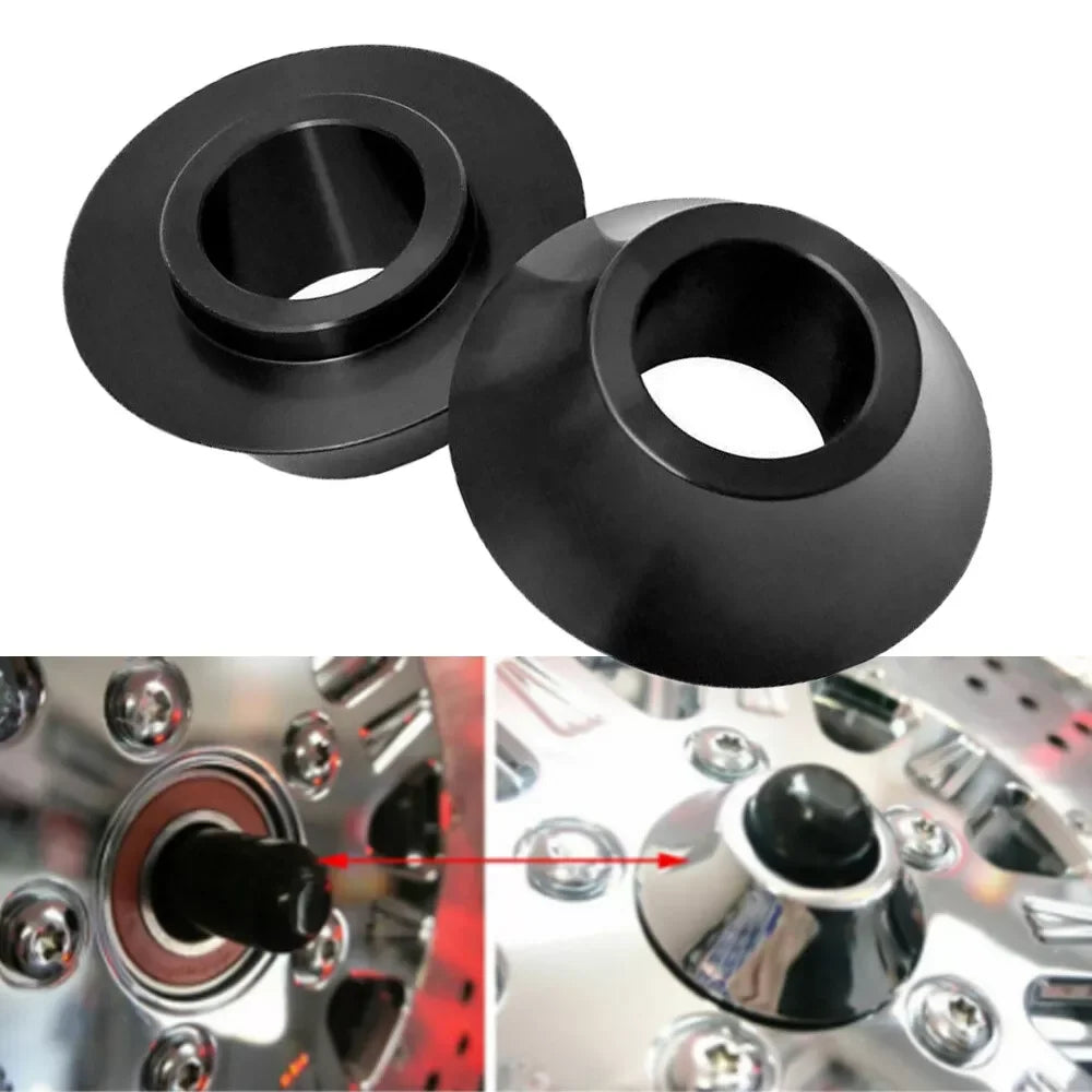 Pair Motorcycle Black 25mm Tapered Axle Wheel Spacers For Harley Touring Bagger Electra Glide Ul - Automotive LED Light