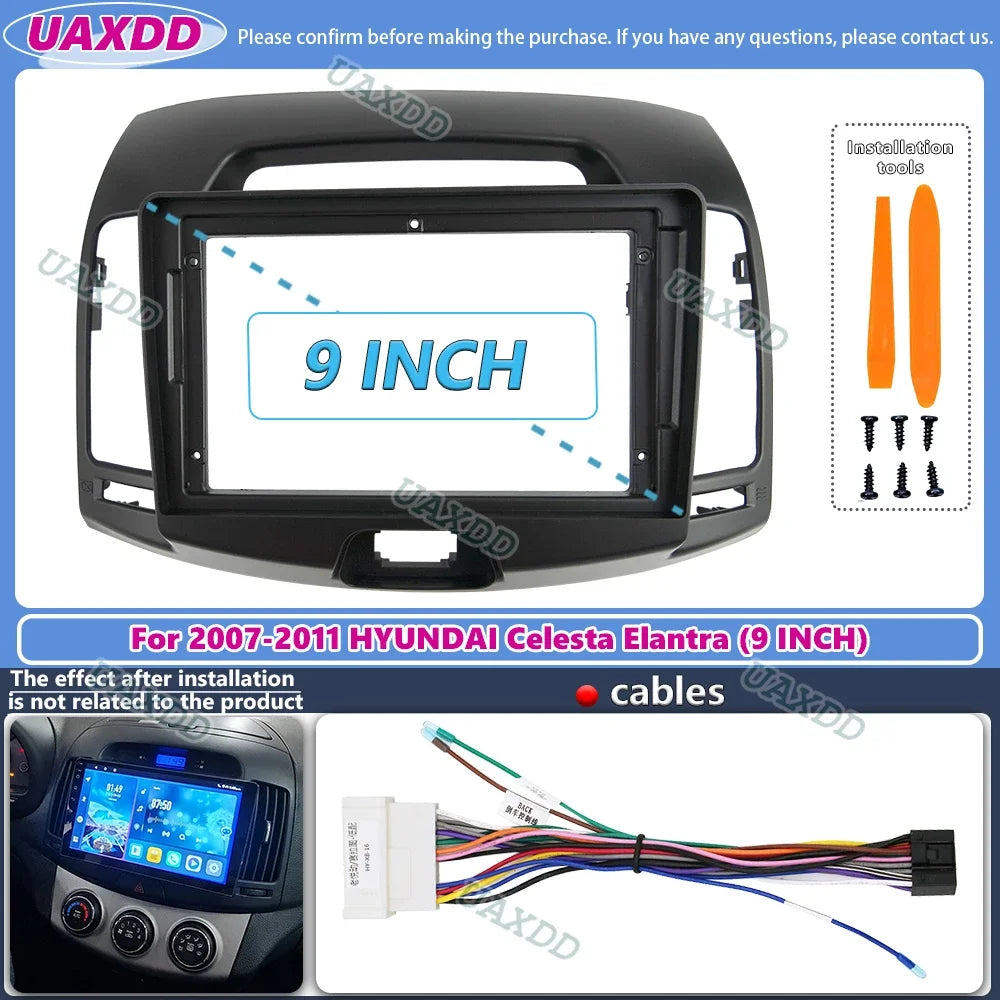 For 2007-2011 Hyundai ELANTRA 9inch Car stereo radio CD Android frame panel fascia cable v