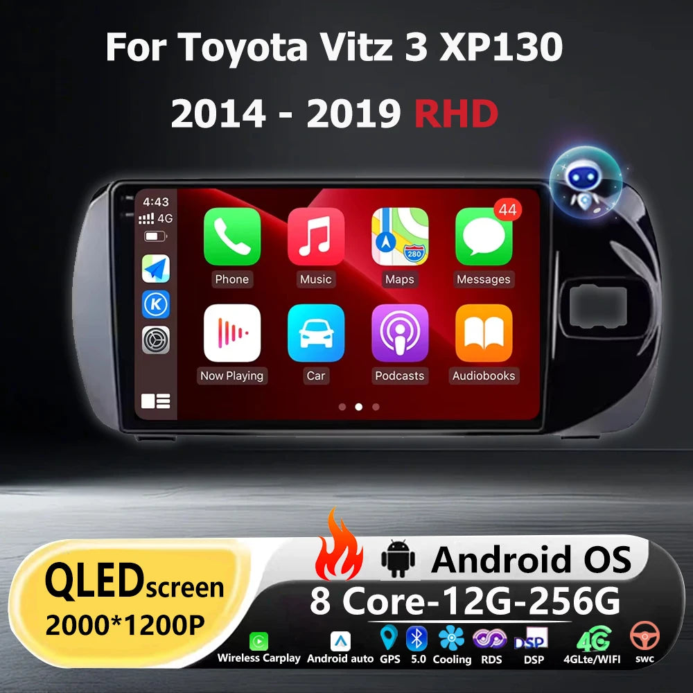 Android 16 Auto Carplay BT DSP Car Radio Multimedia Player GPS Navigation QLED Screen For