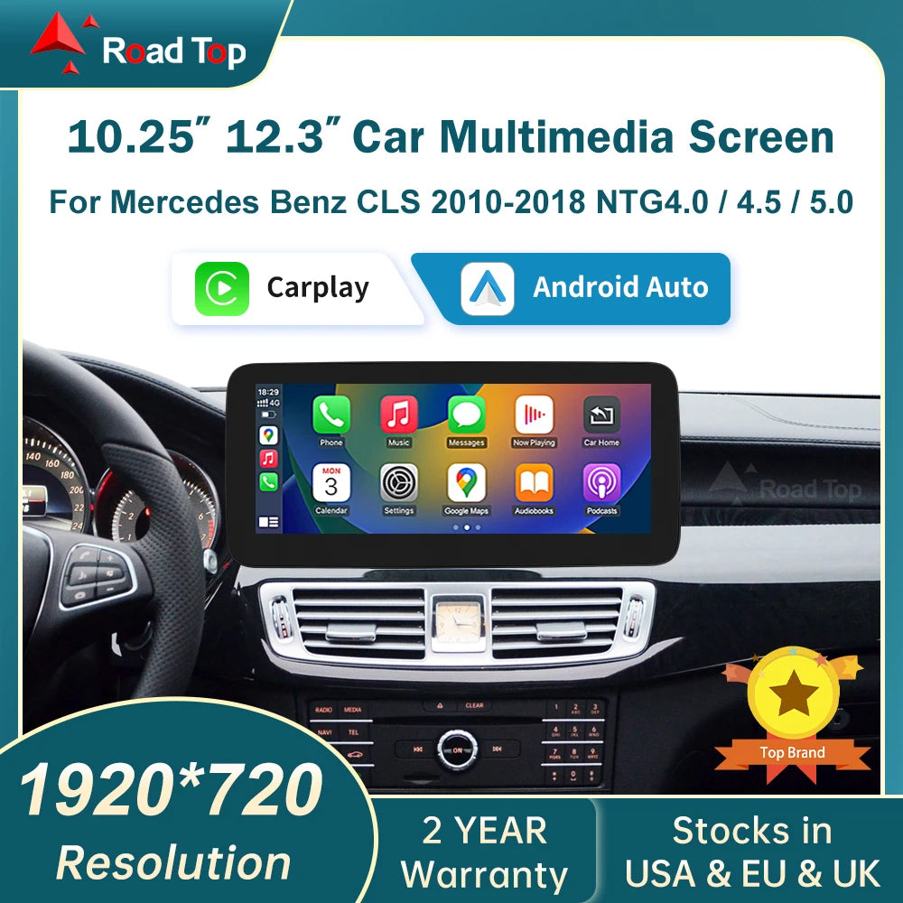 Wireless CarPlay Android Auto Multimedia Display Linux Screen for Mercedes-Benz CLS W218 N