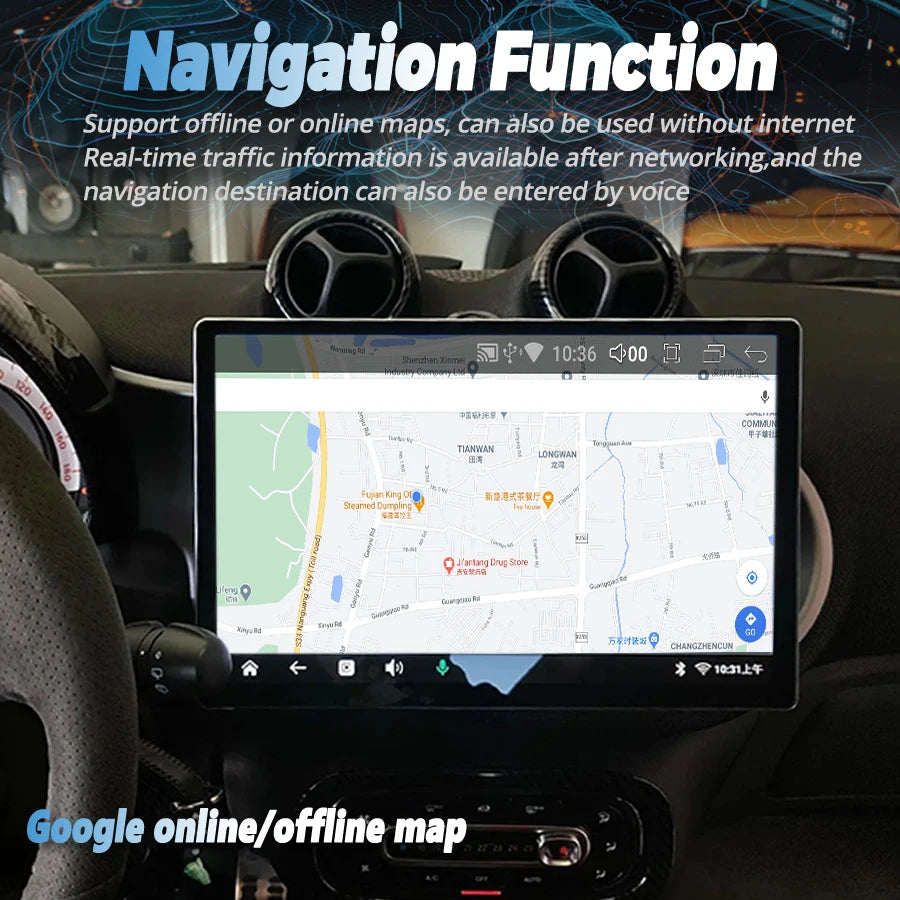 13inch Android 14 Car Radio For Mercedes Benz Smart 453 2014-2020 Multimedia Player Carpla