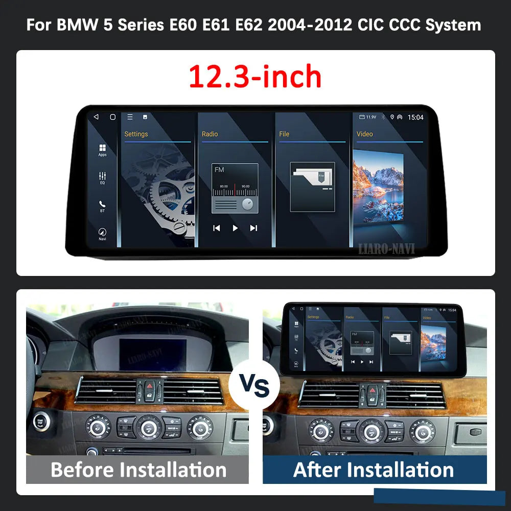 Carplay 12.3 ‘’ for BMW 5 Series E60 E61 E62 2004 - 2012 CIC CCC System Android 16 GPS Car