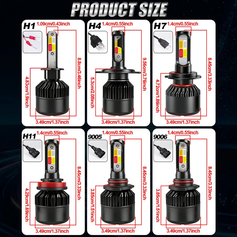 H4 LED 4 Color Flash Headlight H1 H7 LED Projector H8 H11 HB3 HB4 9012 LED Light 12V 24V A