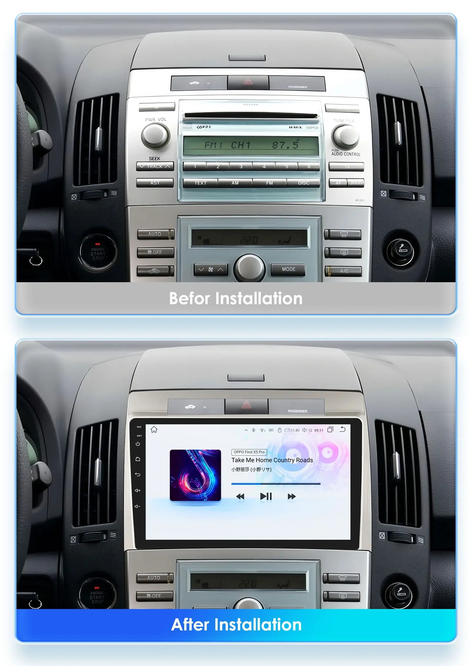 2 din Carplay Android Auto Radio For Toyota Corolla Verso AR10 2004-2009 Car Multimedia GP