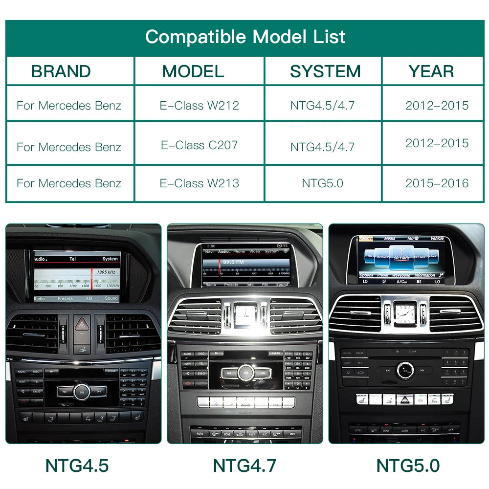 Wireless CarPlay Android Auto For Mercedes Benz E-Class W212 E Coupe C207 2012-2016, with  | AUTOKITSHOP
