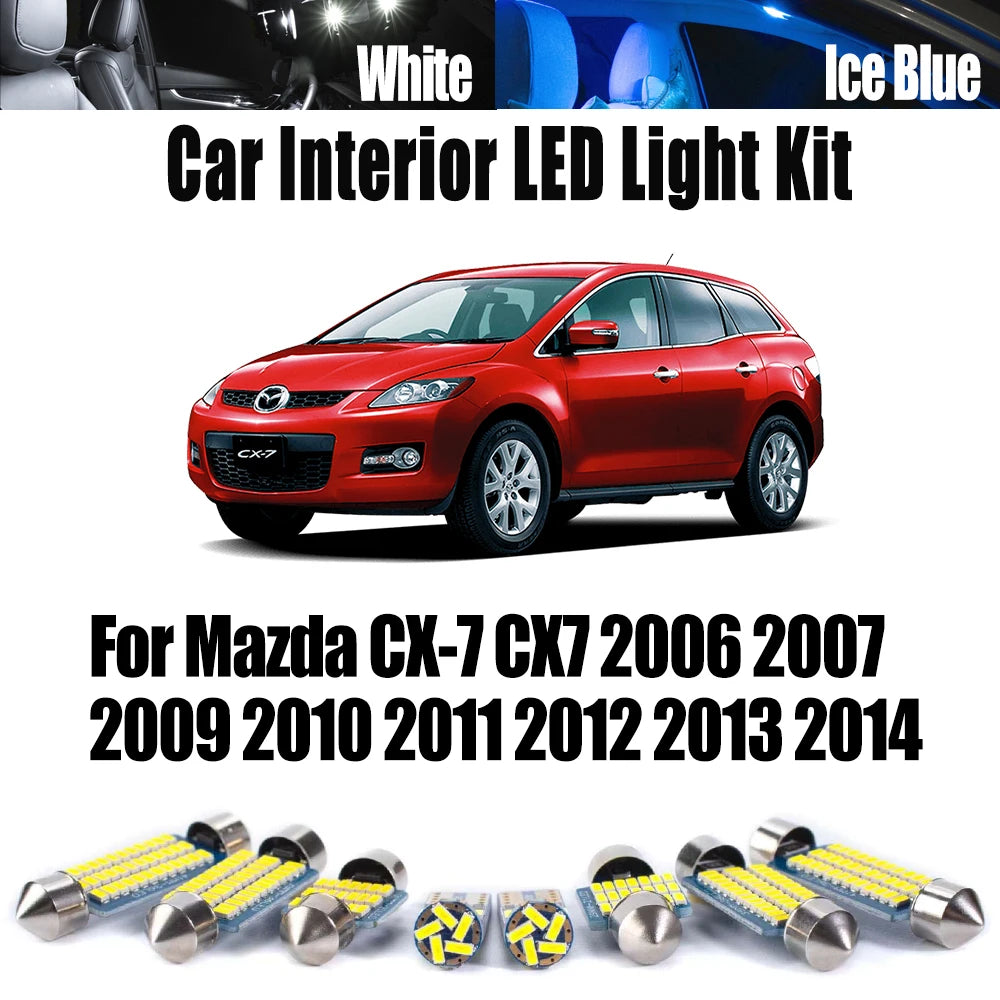 11-Piece LED Interior Light Kit for Mazda CX-7 CX7 2006- 2011 - Canbus Dome Map Door Trunk Bulbs | AUTOKITSHOP