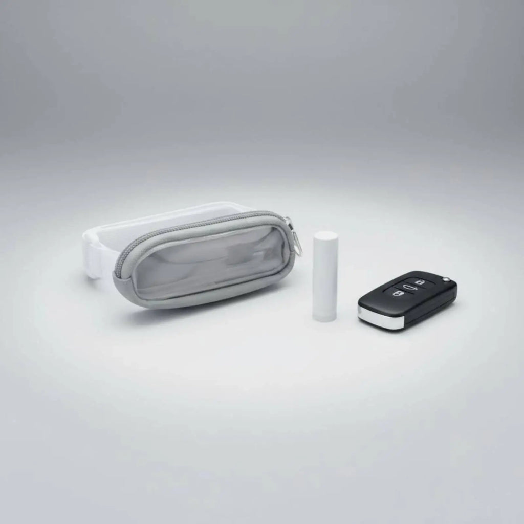 Lipstick case for wearing under the sun visor, portable case - Automotive LED Light