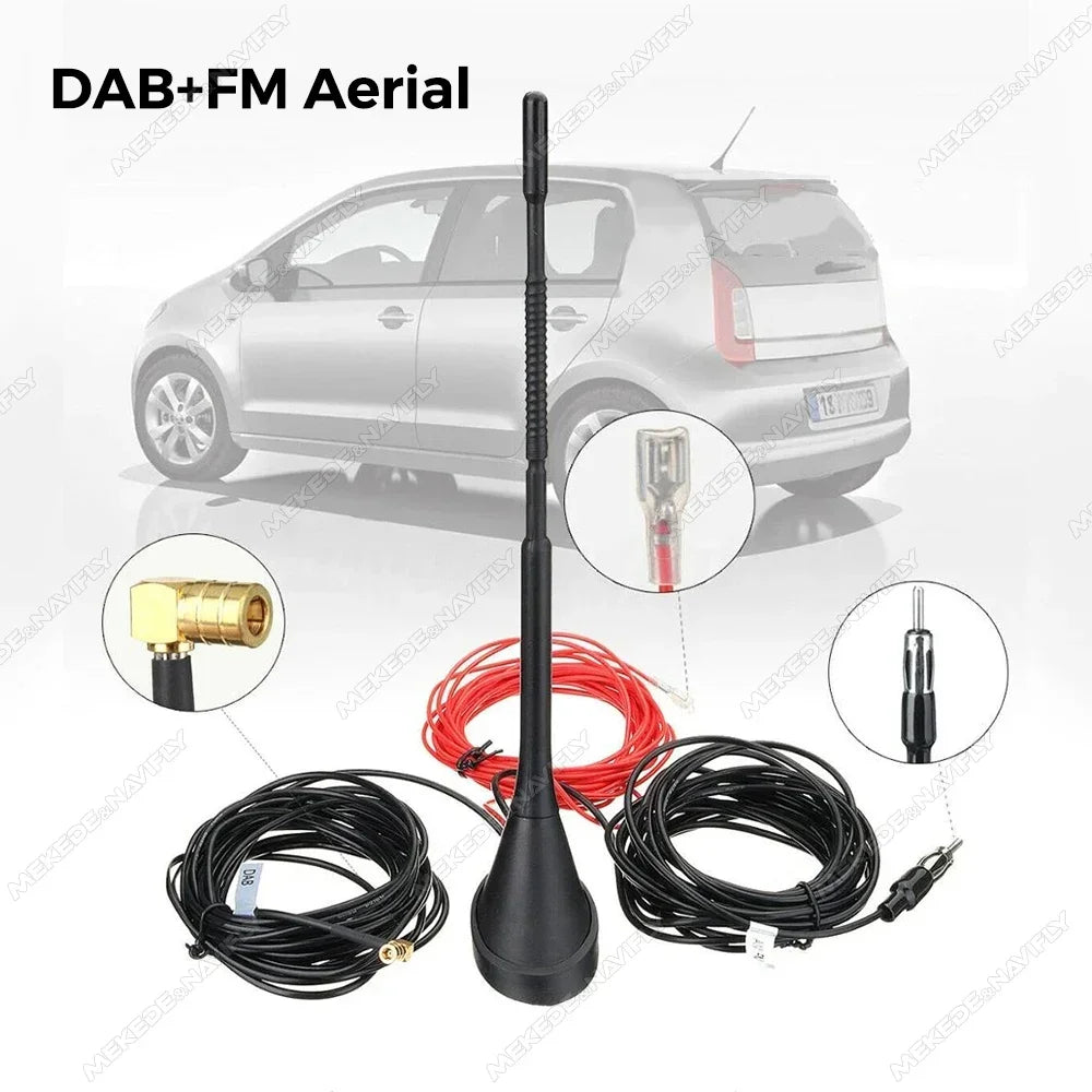 DAB Auto Radio Aerial Amplified Roof Mount Rod Antenna AM/FM Din SMA Male Connector 5m Cab | AUTOKITSHOP