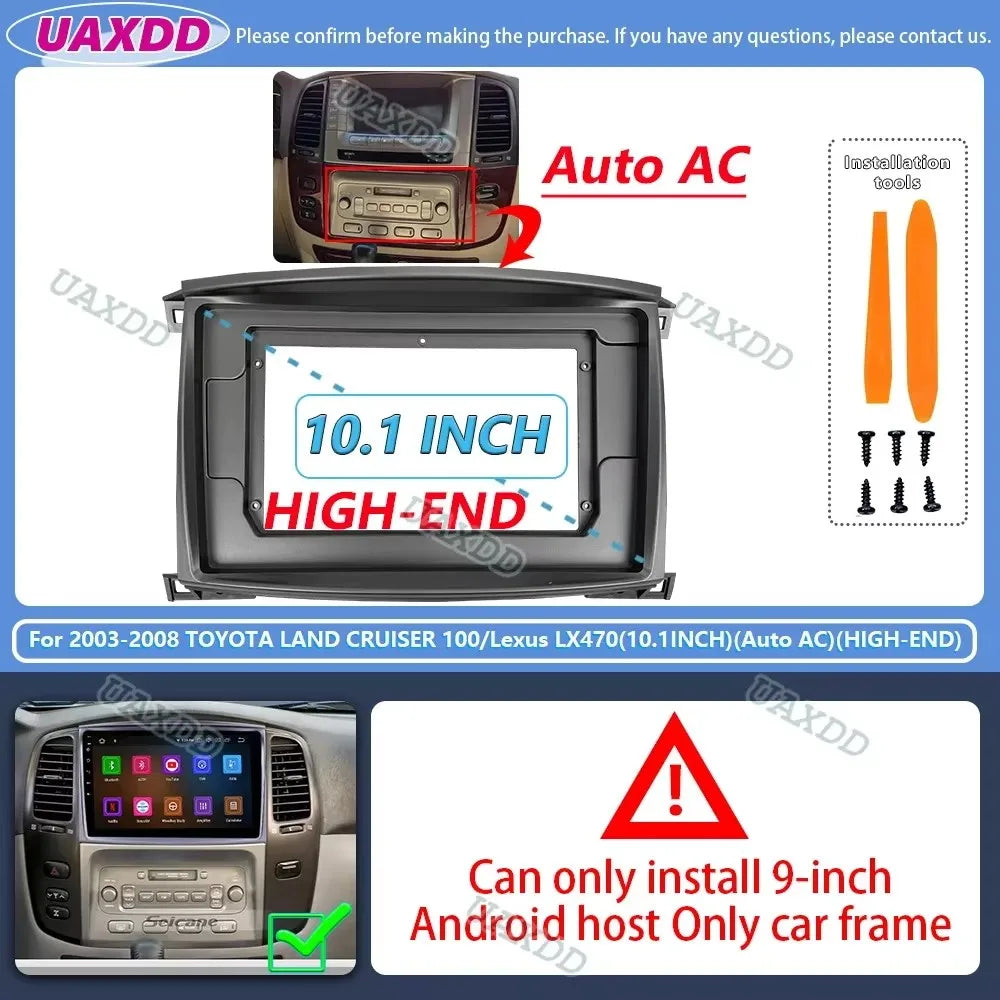 For 2003-2008 TOYOTA LAND CRUISER 100 Lexus LX470 9 10.1INCH 2 Din Car CD Android frame pa
