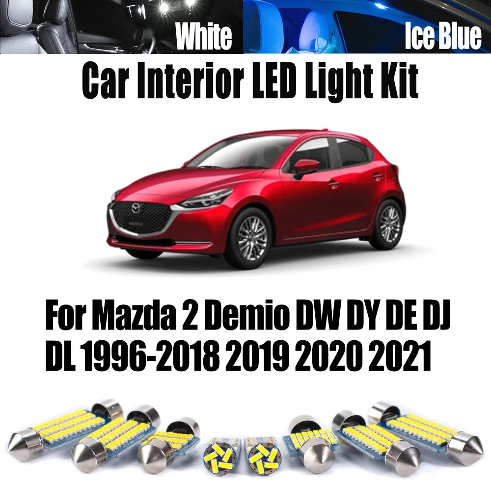 LED Interior Light Kit for Mazda 2 Demio DW DY DE DJ DL 1996- 2017 - Canbus Dome Map Door Trunk Bulbs | AUTOKITSHOP