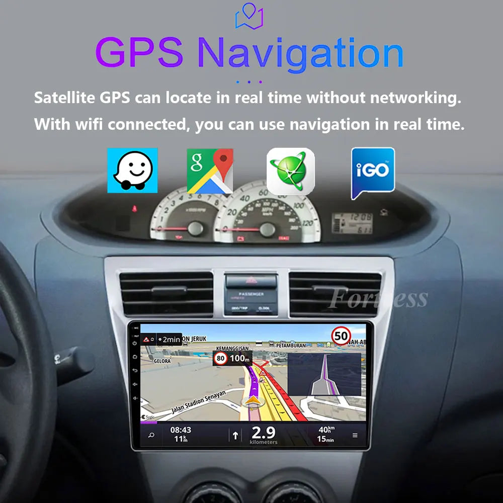 Android 16 Car For Toyota VIOS Yaris 2007-2012 Car Radio Multimedia Video Player Navigatio