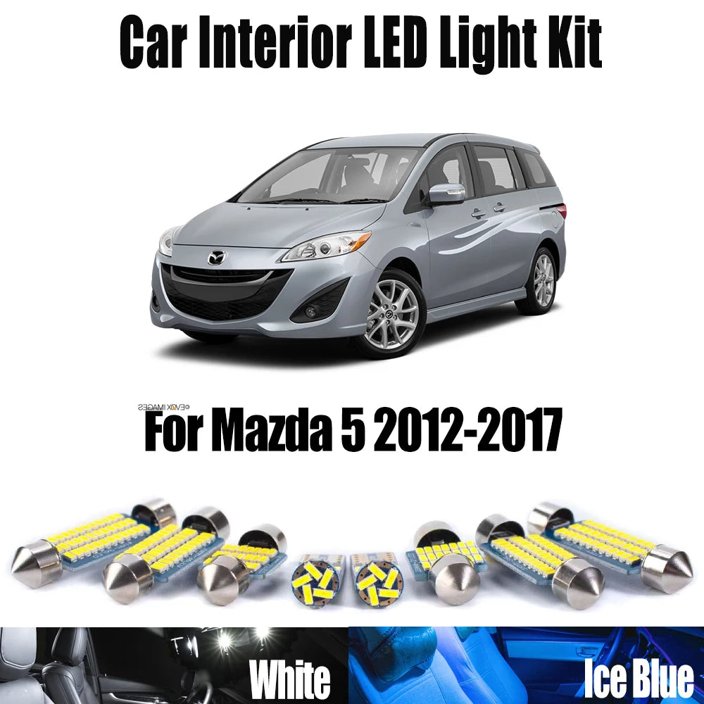 10-Piece LED Interior Light Kit for Mazda 5 2012- 2014 - Canbus Dome Map Door Trunk Bulbs | AUTOKITSHOP