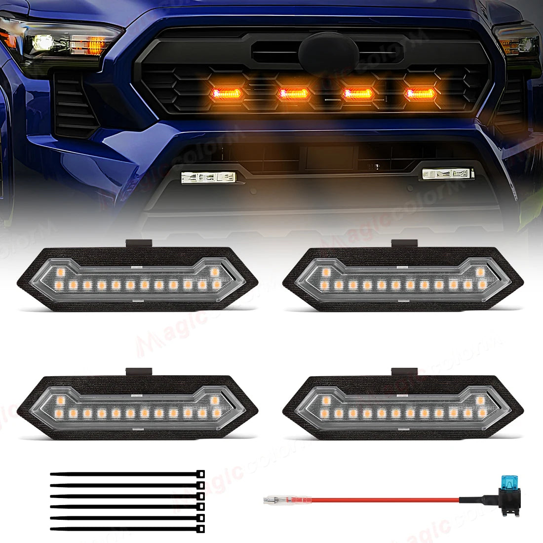 For Toyota Tacoma TRD Sport 2024 2025 Grille Lights Front Grill Lamp Car LED White Amber R | AUTOKITSHOP