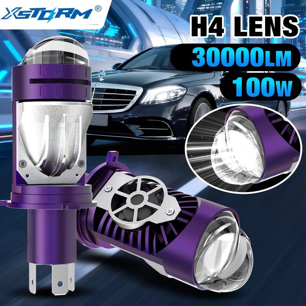 XSTORM H4 LED Projector Headlight Canbus H4 LED Lens Headlight 100W 30000LM 6500K Car Ligh