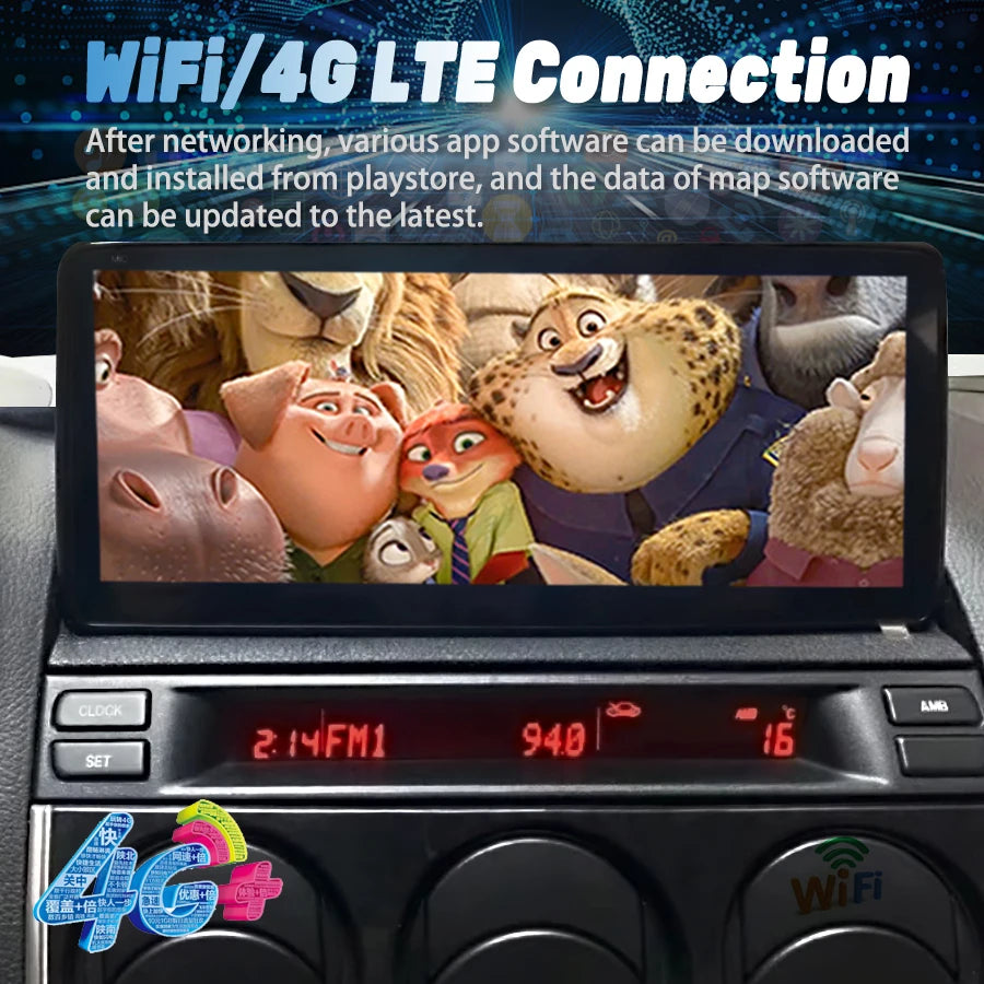 Multimedia Player Android 14 Player 12.3'' IPS QLED Screen Car radio Music Stereo For Mazd | AUTOKITSHOP