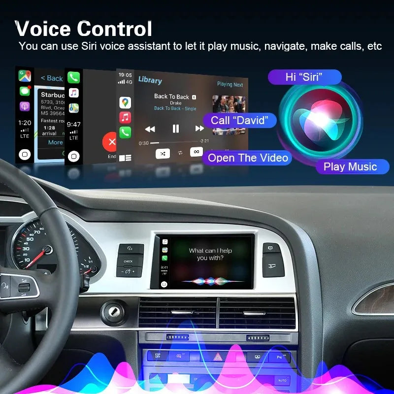 Modified Wireless CarPlay Android Auto Interface for Audi A6 A7 C6 Q7 2009-2015, with Mirr