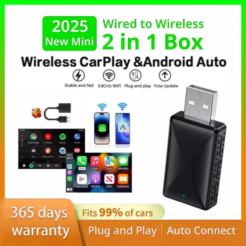 Wireless Carplay Adapter Android Auto Wireless Smart Dongle 2in1 For Volvo Benz Audi Kia H | AUTOKITSHOP