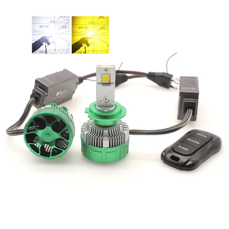 3 Color K14F 150W High Power LED Car Headlight Kit Compatible with H1 H4 H7 H11 HB3 Fog Li