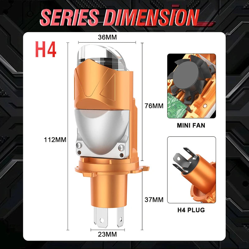 6200W H4 LED Projector Lens LHD H4 LED Lenses Car Headlight Bulb CSP Chip Hi/Lo Beam Canbu