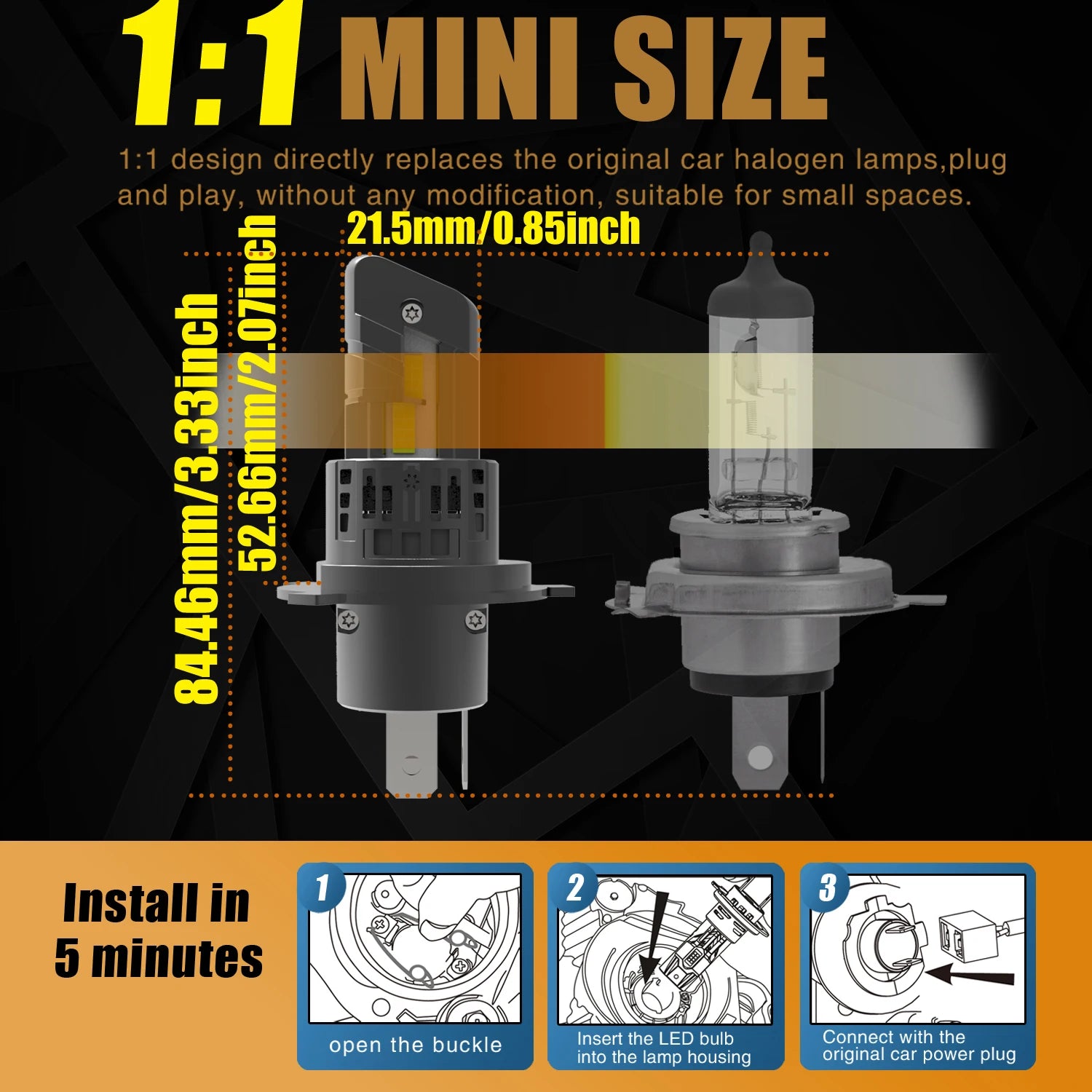 H4 HB2 9003 Led Headlight Canbus No Error Car Bulb High Power White Fog Light Diode Lamp 1
