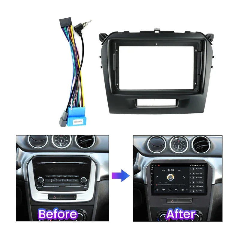 Car Radio Frame Cable for Suzuki Vitara 2014-2018 Android 2 Din Stereo Plastic Fascia Pane | AUTOKITSHOP