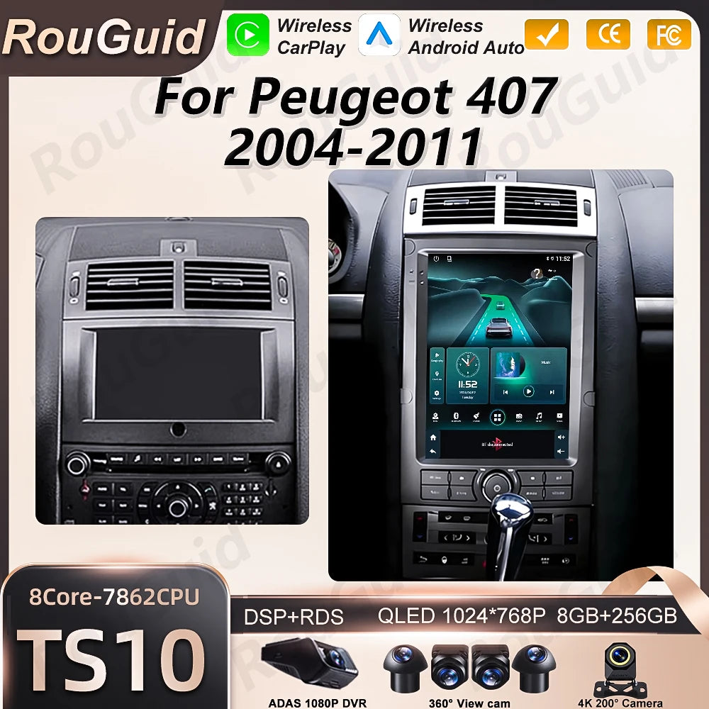 Android 16 Car Radio For Peugeot 407 2004-2011 Auto Multimedia Player GPS Navigation Carpl | AUTOKITSHOP