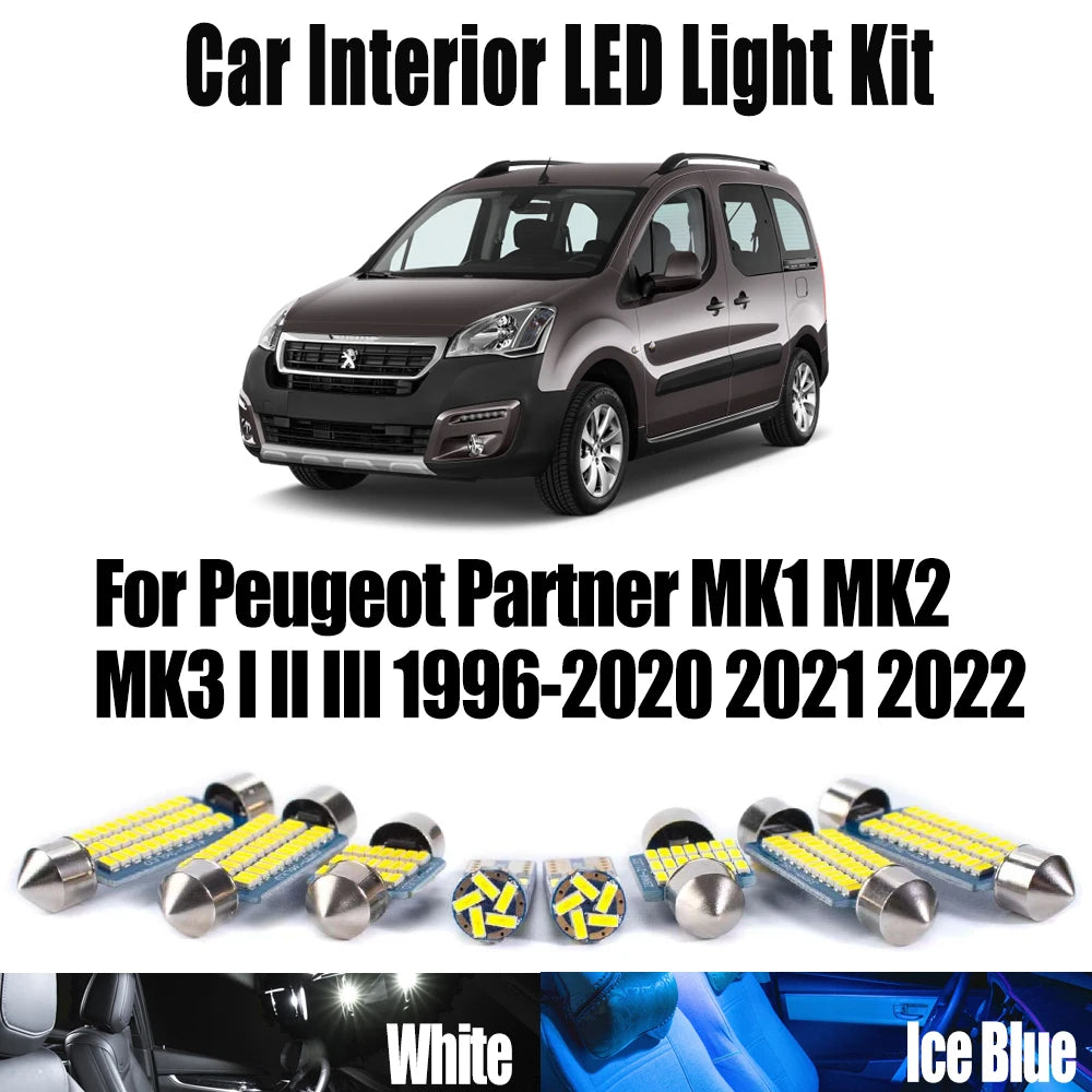 LED Interior Light Kit for Peugeot Partner MK1 MK2 MK3 I II III 1996- 2021 - Canbus Dome Map Door Trunk Bulbs | AUTOK...