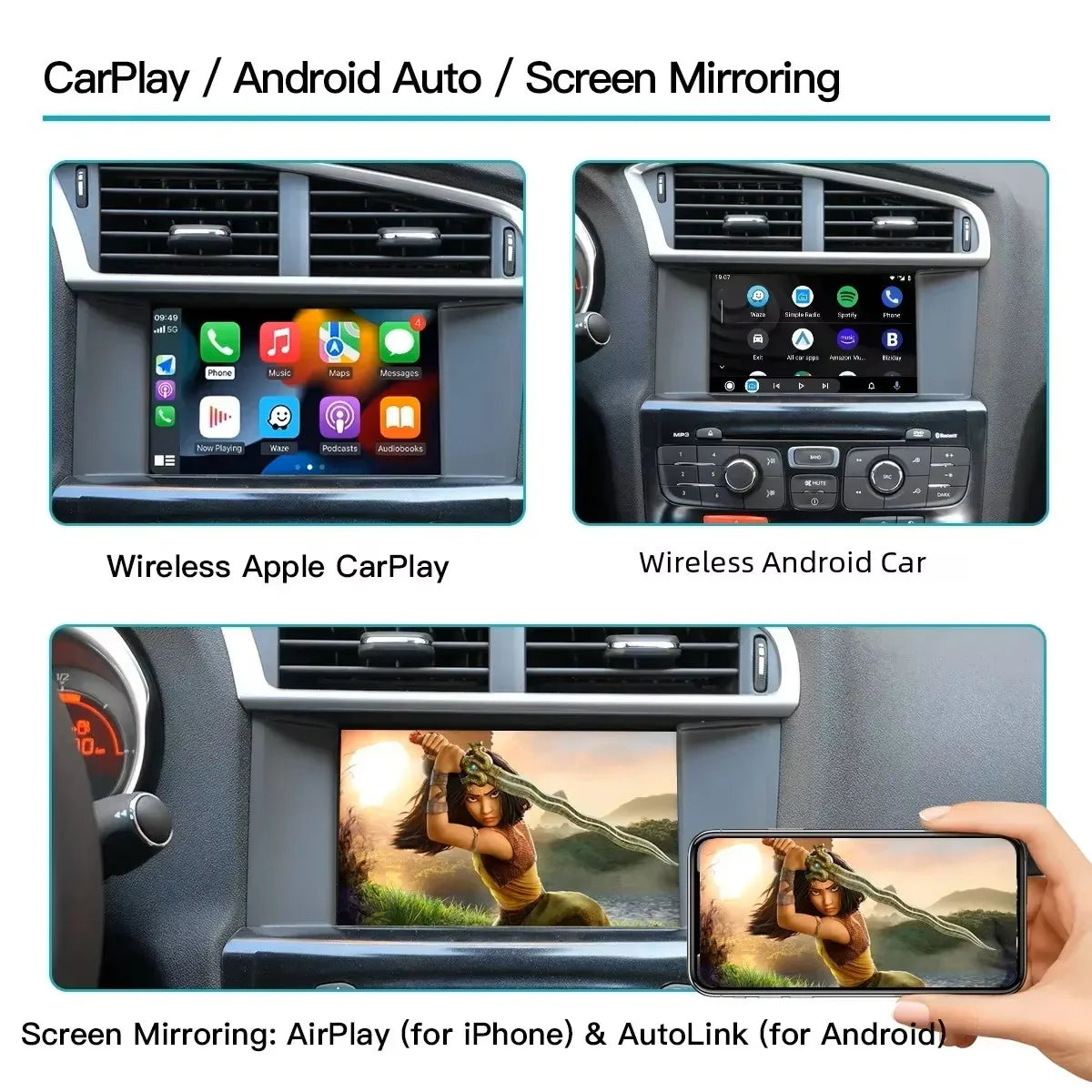 Upgrade Wireless Carplay Android Auto Module For Peugeot 208 308 508 3008 Citroen C4 DS3 D