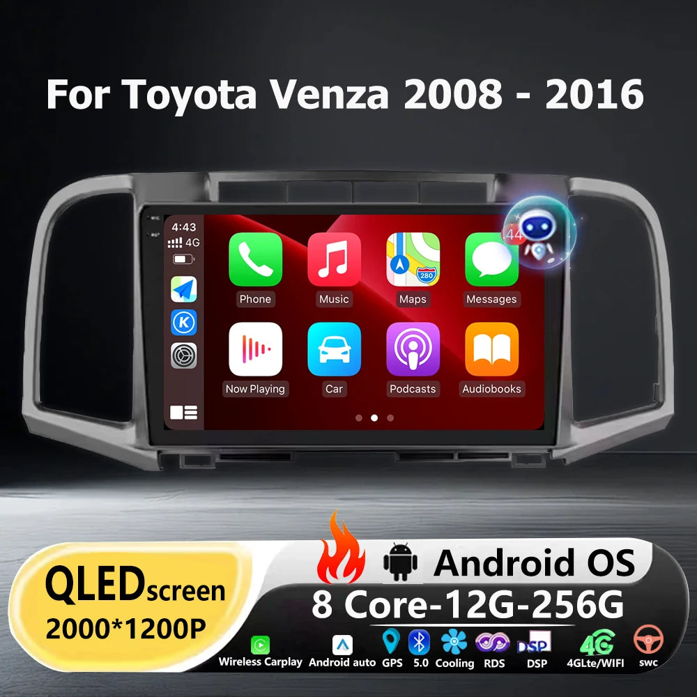 Wireless Carplay For Toyota Venza 2008 2009 2010-2016 Android 16 Auto Car Radio Multimedia