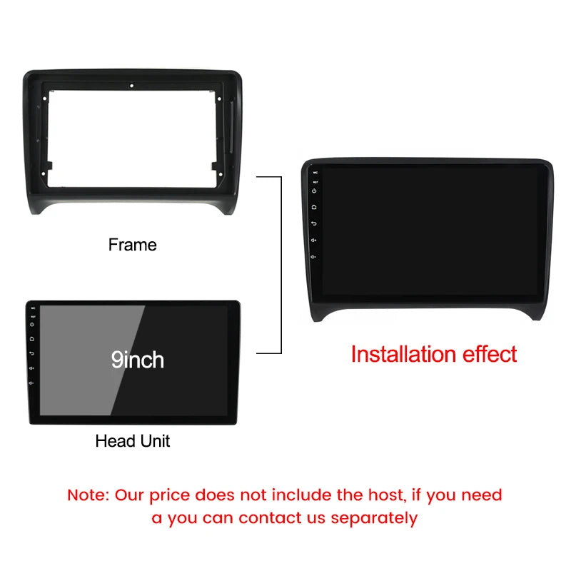 For Audi TT MK2 8J 2006 2007-2012 9inch Android Car Radio Fascia Frame Harness Canbus Box