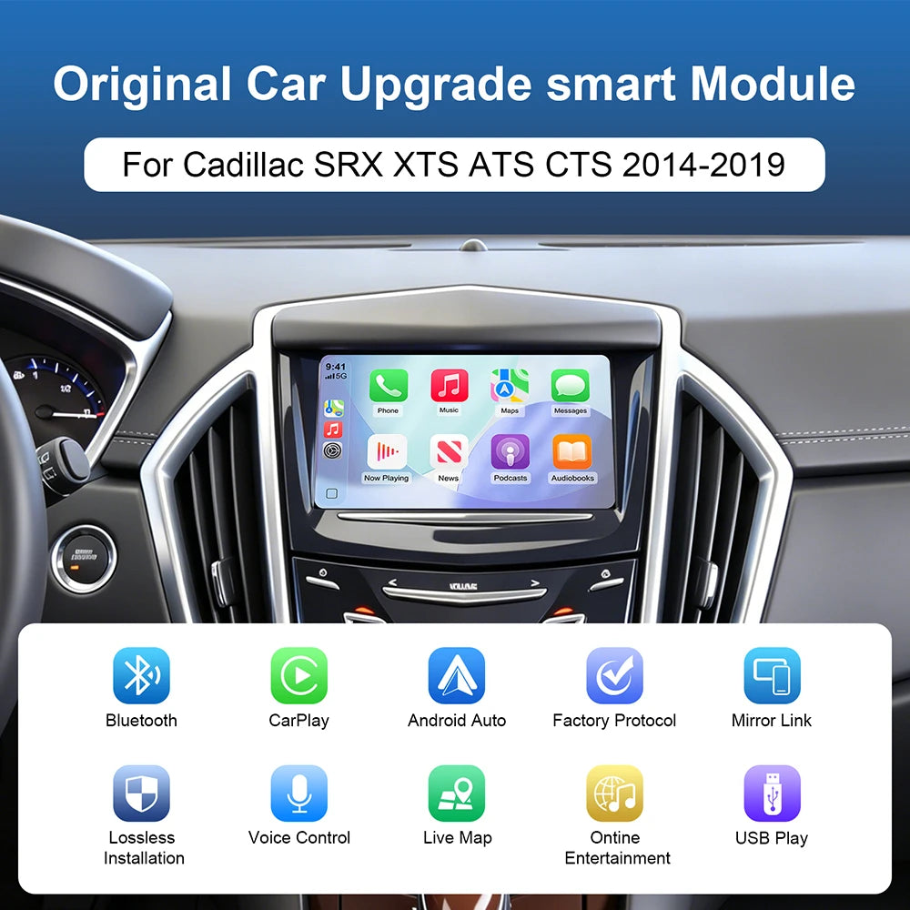 LEXXSON Wireless Carplay Android Auto Module For Cadillac SRX XTS ATS CTS 8 Inch Screen Ca | AUTOKITSHOP
