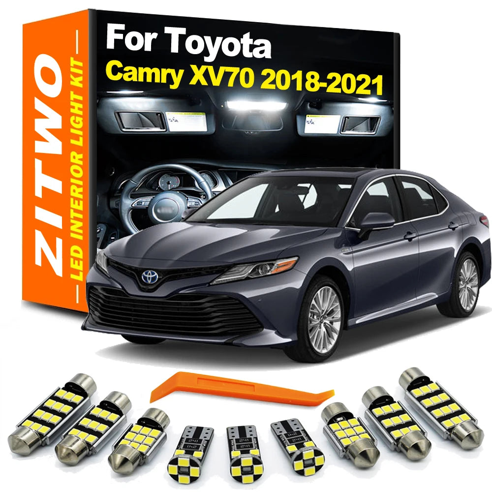 ZITWO 8Pcs LED Interior Light Kit For Toyota Camry XV70 2018 2019 2020 2021 Door Courtesy Trunk Sunvisor Bulb Canbus No Error