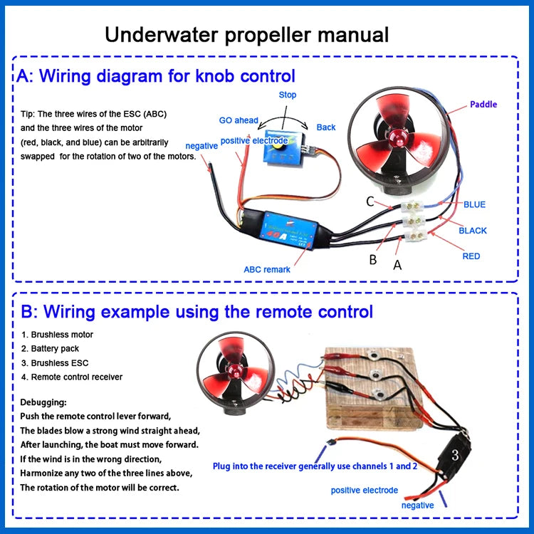 600W Powerful 5kg Thrust Electric Turbine Underwater Thrust CW CCW Propeller for RC Boat B