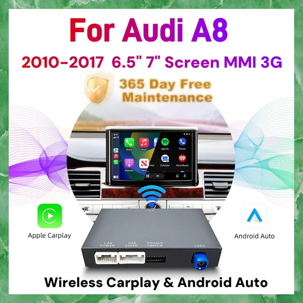 ANYFAR Wireless CarPlay Android Auto Interface for Audi A8 2010-2017 MMI 3G with AirPlay M | AUTOKITSHOP