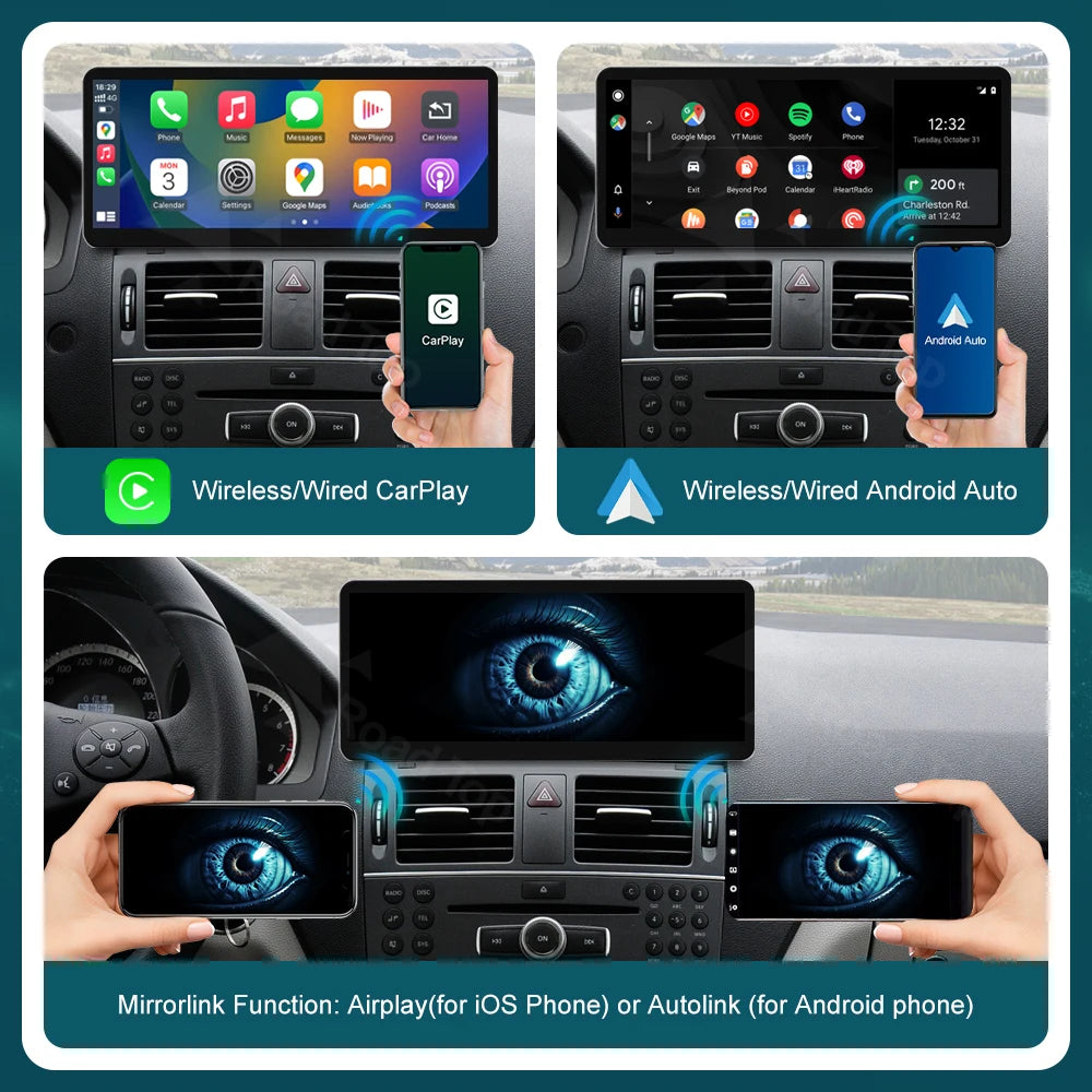 Linux Screen Wireless CarPlay Android Auto Multimedia Display for Mercedes-Benz C Class W2