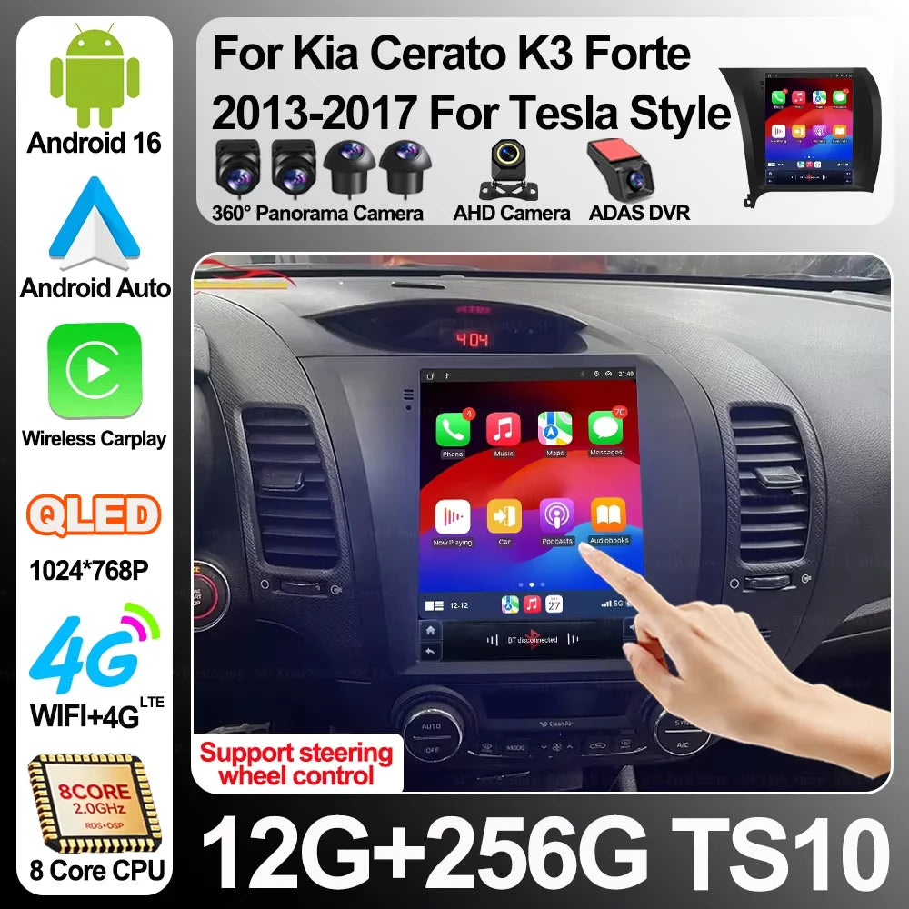 9.7 Inch Android 16 For Kia Cerato K3 Forte 2013-2017 For Tesla Style Car Radio Car Stereo | AUTOKITSHOP