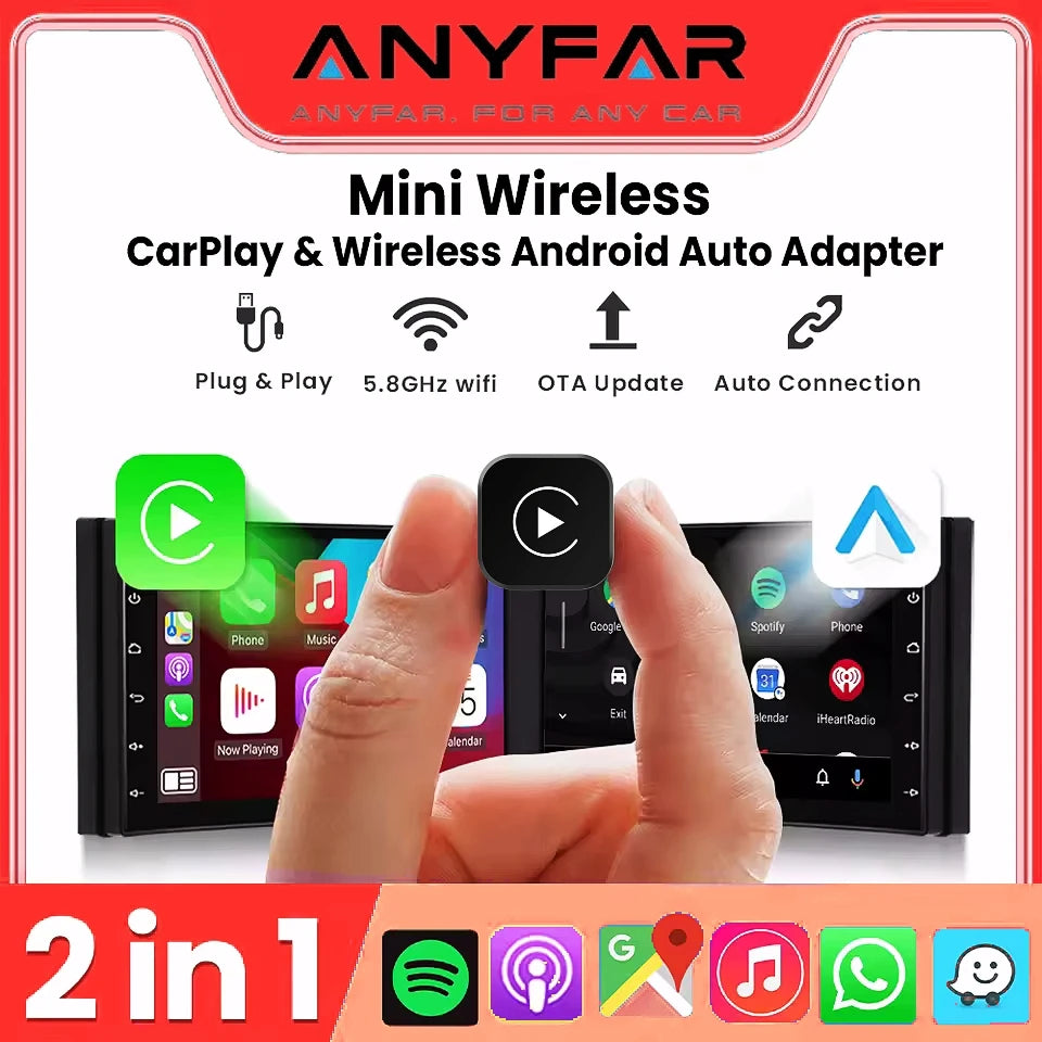 2in1 Wireless CarPlay Dongle Wireless Android Auto Adapter AI Smart Box Car Intelligent Sy | AUTOKITSHOP